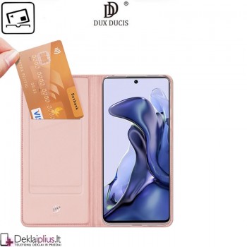 Dux Ducis dirbtinės odos viršelis - rausvas (telefonui Xiaomi 11T/11T Pro)